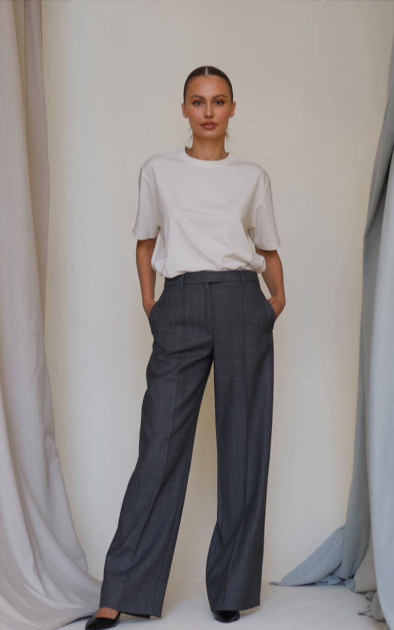 Wide leg broek met jersey achterkant