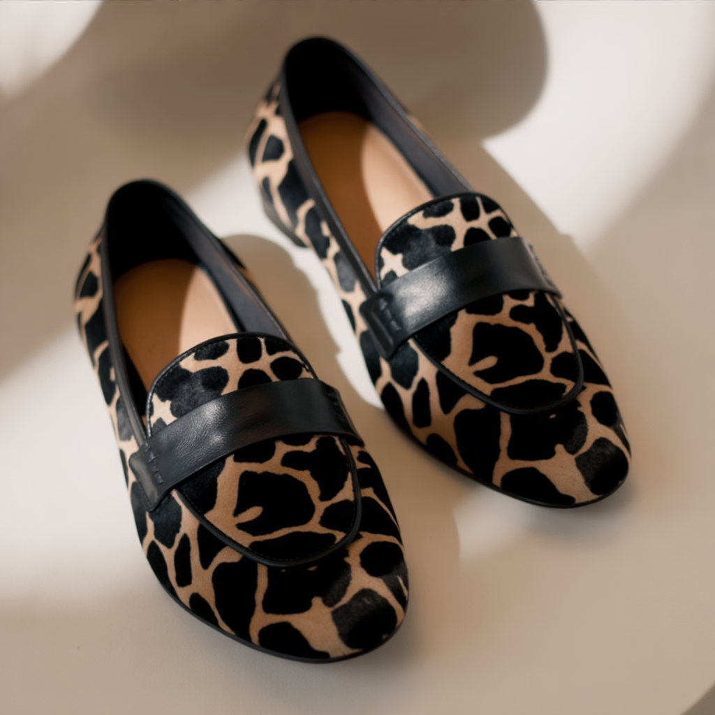 Estefania – Stijlvolle loafers met giraffenpatroon